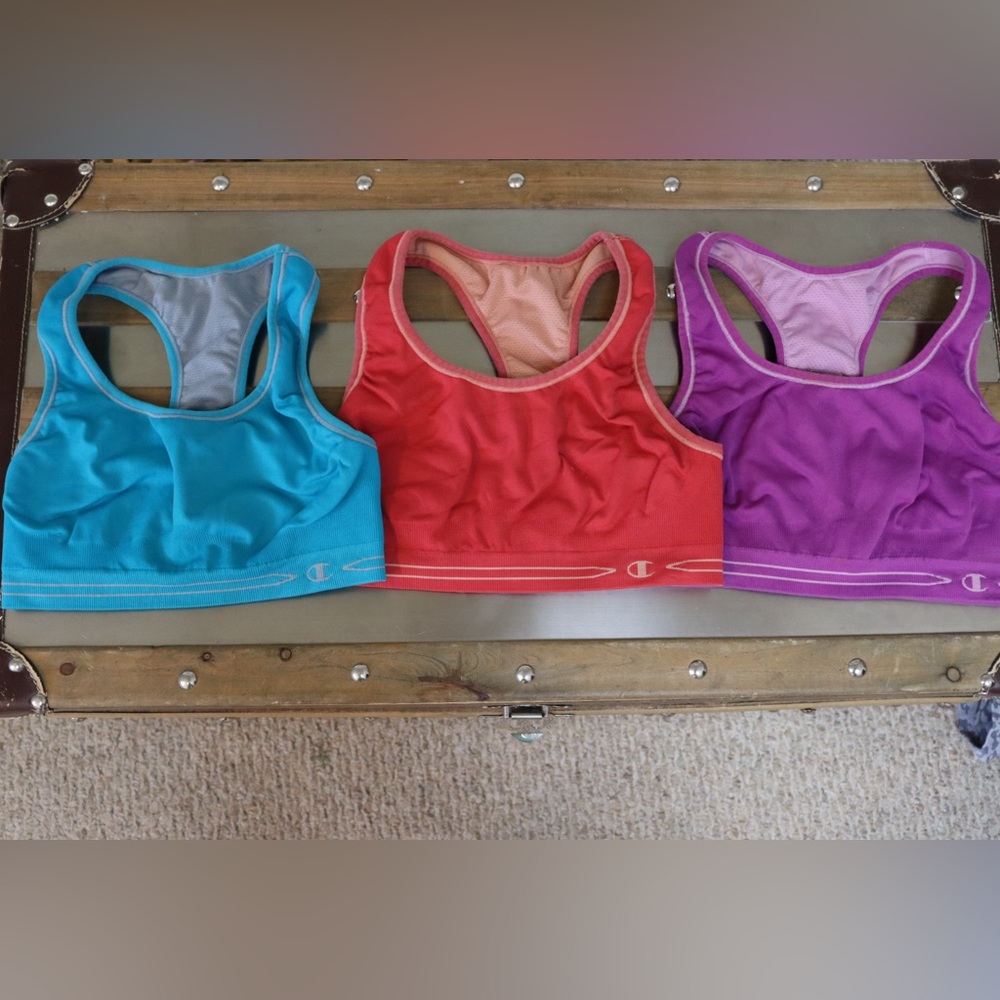 Champion Women's Sports Bra Trio - Teal, Red, Purple